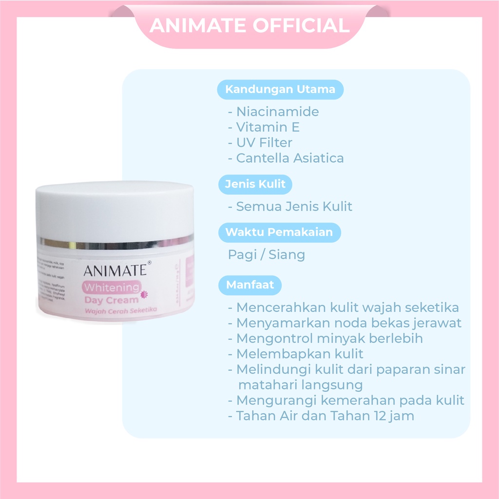 ❤ MEMEY ❤ ANIMATE Instant Whitening Series 5 In 1 | Paket Pemutih Wajah