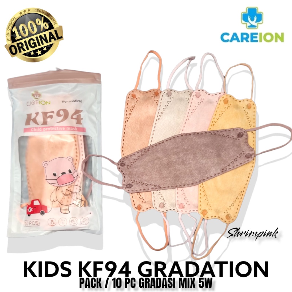 KF94 CAREION KIDS GRADATION MIX POLOS ANAK - MASKER KF94 ANAK KIDS CHILD 4PLY KEMENKES