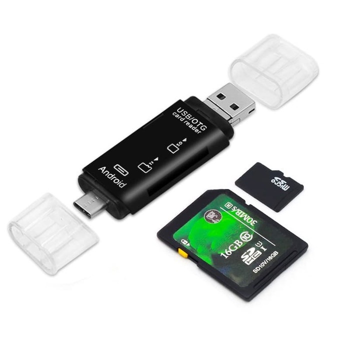 Adapter OTG Card Reader 3 in 1 Tipe C Micro USB