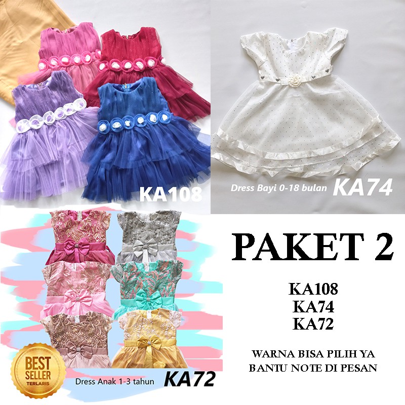 Paket 100RB Dapat 3 Produk Dress Baju Gaun Bayi Pesta Perempuan 0-18 bulan Murah Pk1