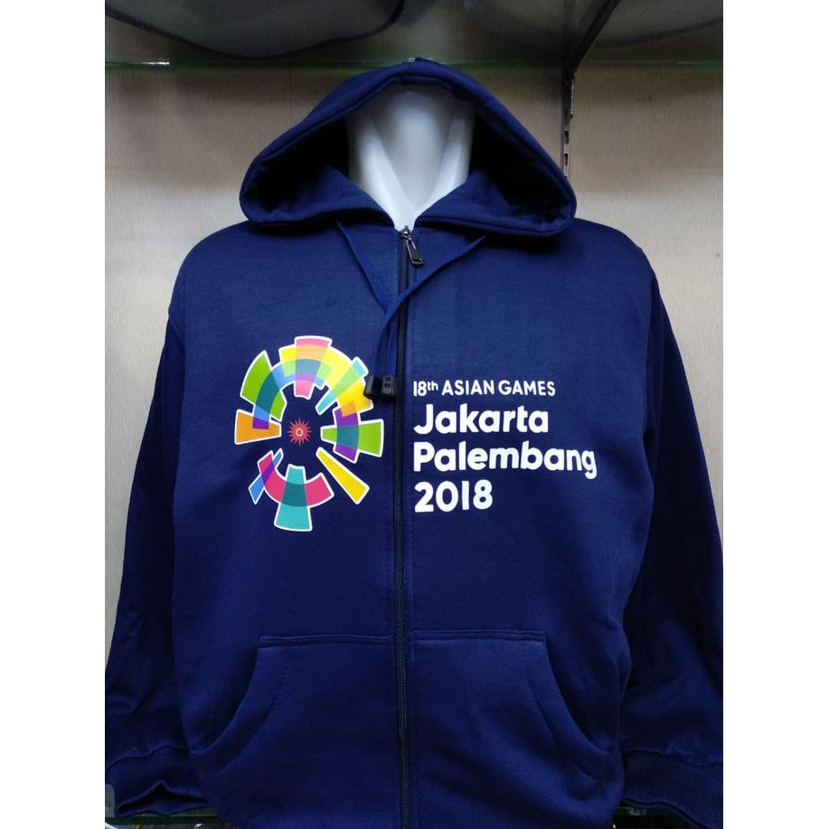 Hot Stuff Jaket Hoodie Zipper Asian Games 18 Jakarta Palembang 2018 Navy