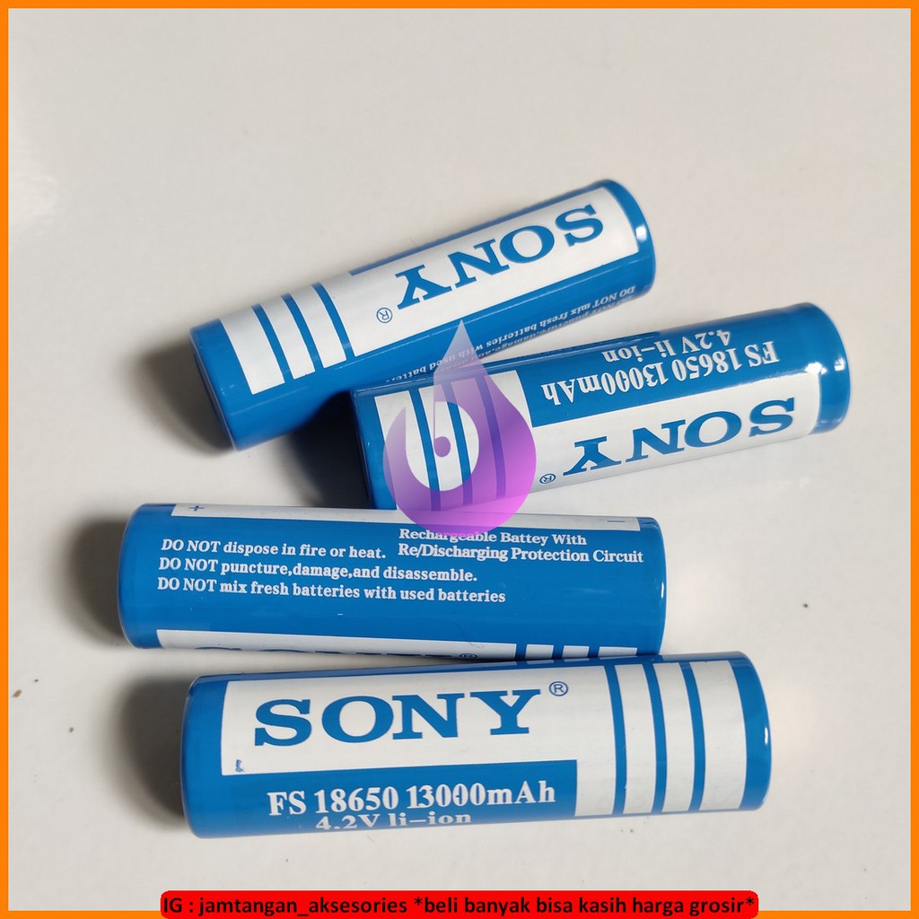 BATERAI SONY 13000mAh 18650 BATERAI SENTER POLICE SWAT ISI ULANG RATA BIRU