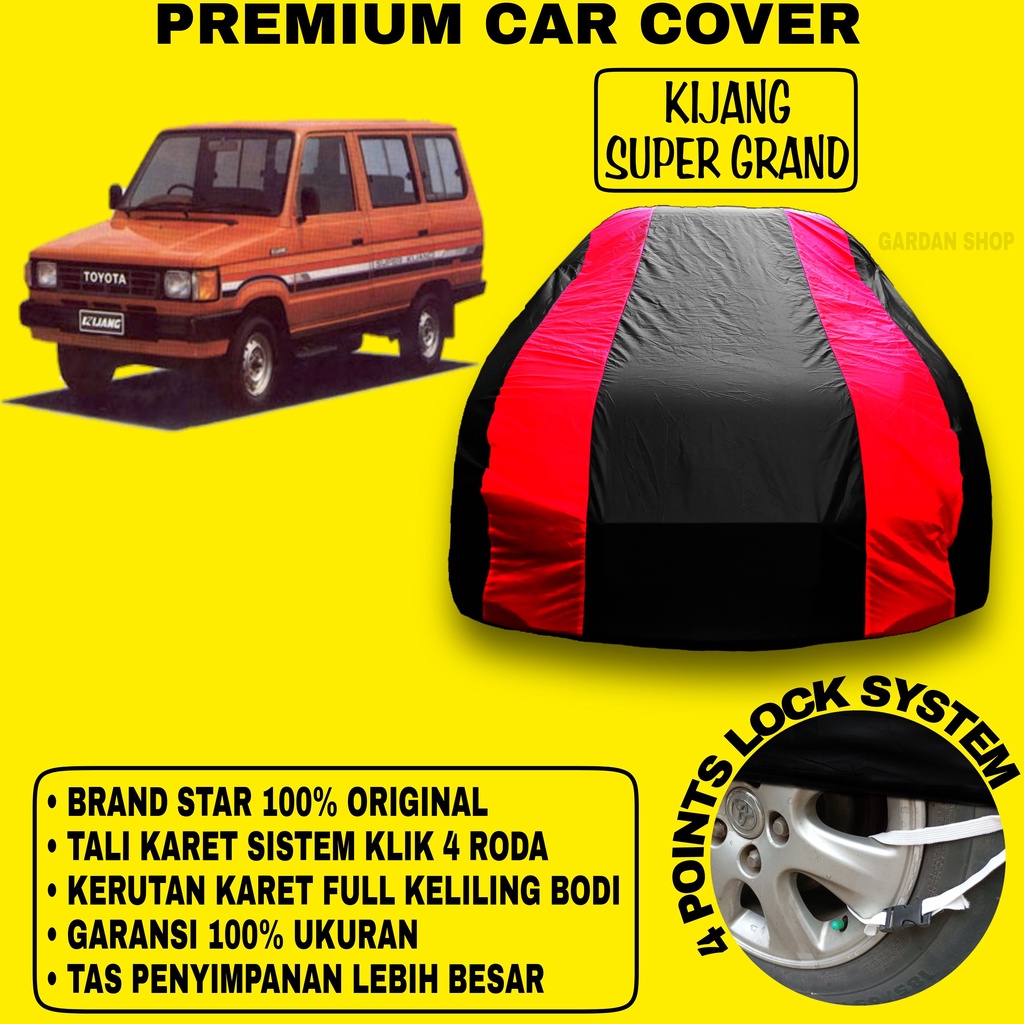 Body Cover KIJANG SUPER GRAND Sarung Strip MERAH Penutup Bodi Mobil Toyota Kijang Super Grand Waterproof PREMIUM Cover