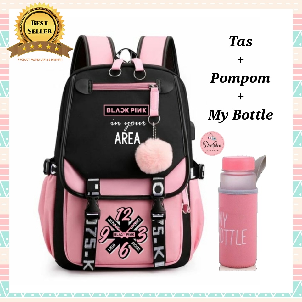 Tas Anak Model Music Korean Free Botol Minum Tas Sekolah Paud TK SD