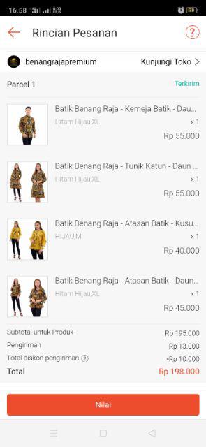 Benang Raja Atasan Batik Wanita Lengan Pendek Ukuran M L Xl