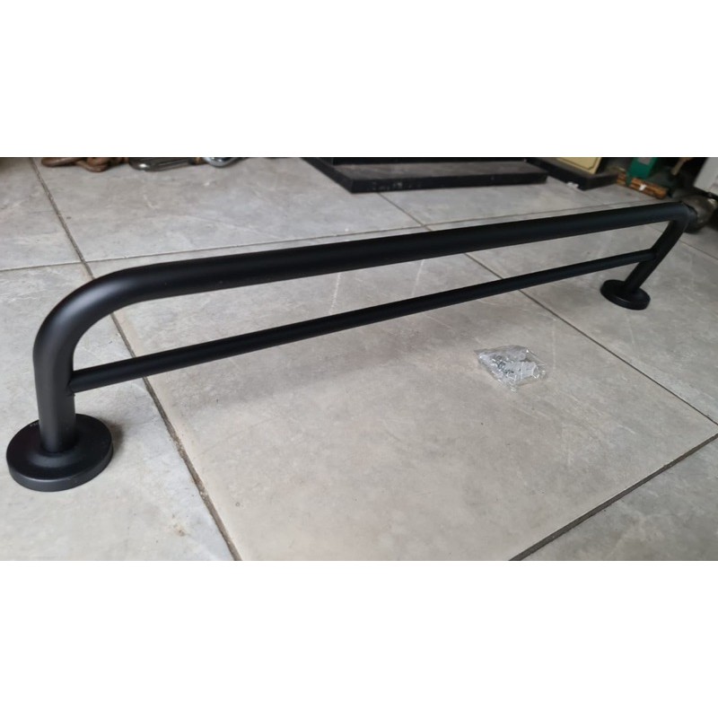 rak handuk fiorentino 9602 stainless / black hitam 2 baris 60cm