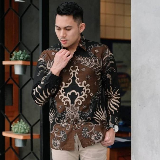 Bagus Batik Pria Panjang Furing Katun Halus Batik Coklat Jumbo XXXXL