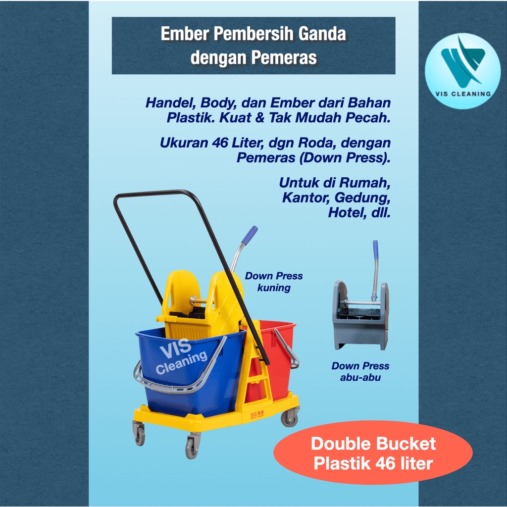 Double Bucket Handle Plastik 46 Liter dengan Pemeras