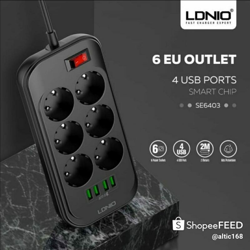 LDNIO SE6403 Stop kontak 6 lubang + 4usb