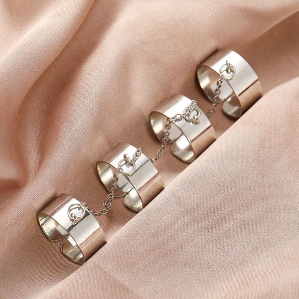 cincin set rantai 4pcs chain combination ring jci087(4E4)