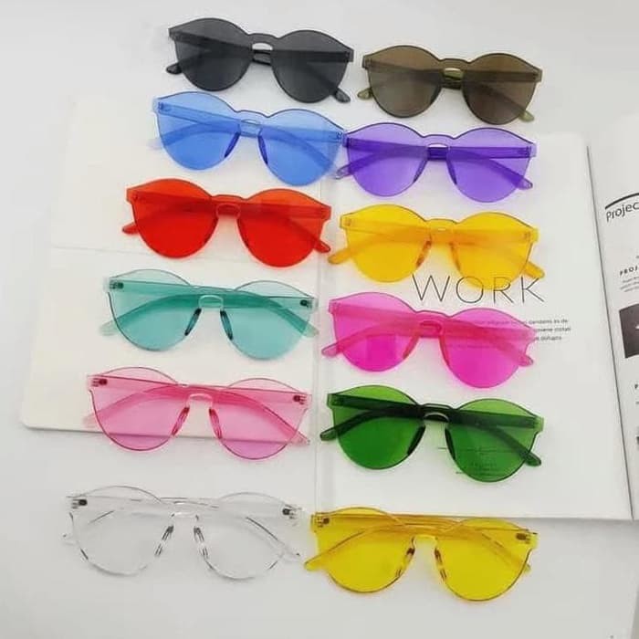 Kacamata Wanita Transparan Kacamata Pria Sunglasses Frameless - FAS162 - Biru