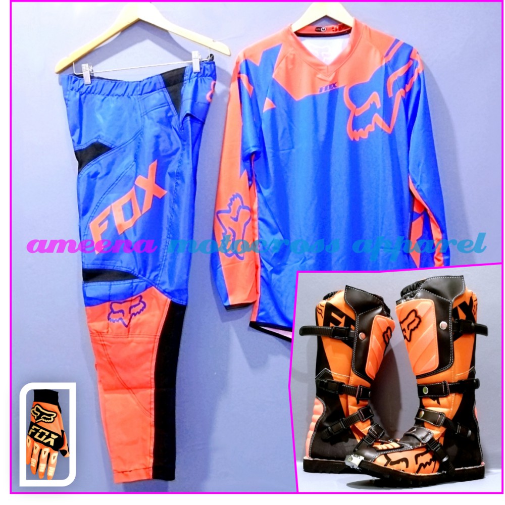 Jerseyset Cross, Sepatu Trail &amp; Sarung Tangan Motocross Fullset - JSG006A