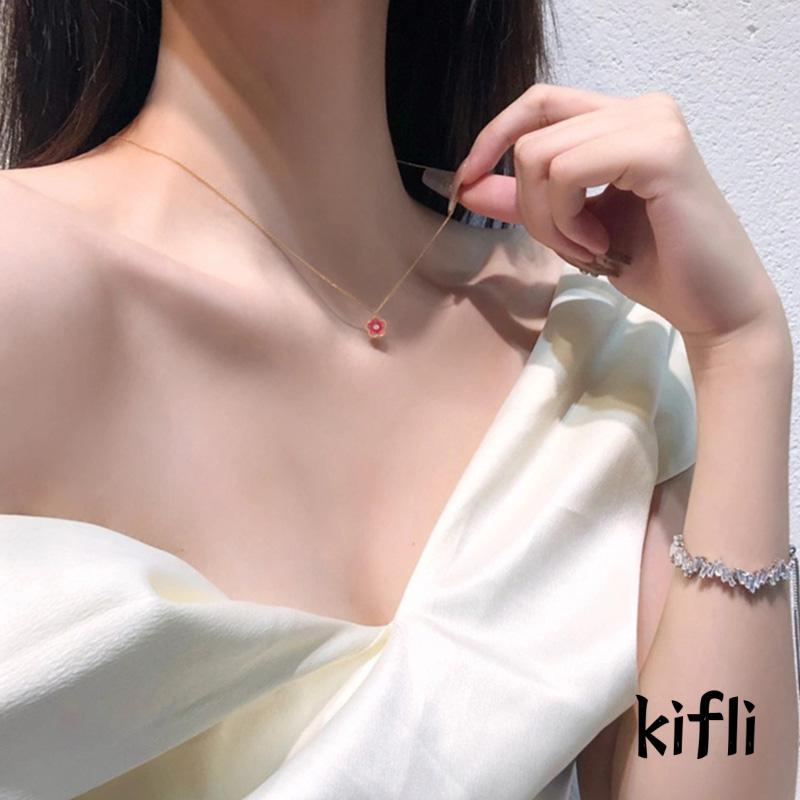 Kalung Rantai Klavikula Desain Peach Blossom Untuk Wanita