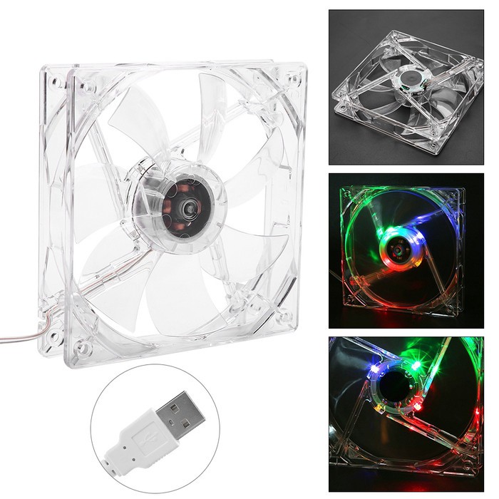 SKU-1221 FAN CASING USB 12CM TRANSPARANT LED KIPAS 12 CM TRANSPARAN