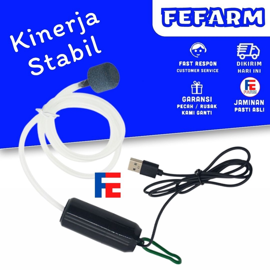 Aerator Aquarium Mini Batu Gelembung Aerator Usb Pompa Udara Aerator Airpump FEFARM