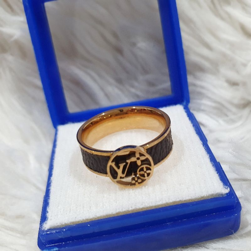 Cincin Titanium asli Rosegold motif elv  bahan tebal Anti karat Ring Stainless steel set Premium Quality Ct038