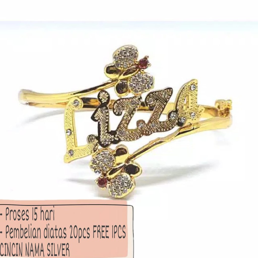 Gelang Nama Bangle Permata Grafir Gold / Silver PGM GN07