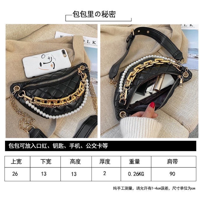 LADIESBAG- BAG WAIST IMPORT TAS SELEMPANG MUTIARA PINGGANG WANITA CEWEK KONDANGAN FASHION LB 271