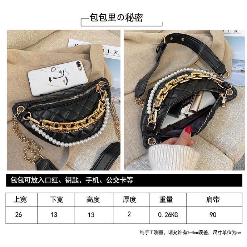 LADIESBAG- BAG WAIST IMPORT TAS SELEMPANG MUTIARA PINGGANG WANITA CEWEK KONDANGAN FASHION LB 271