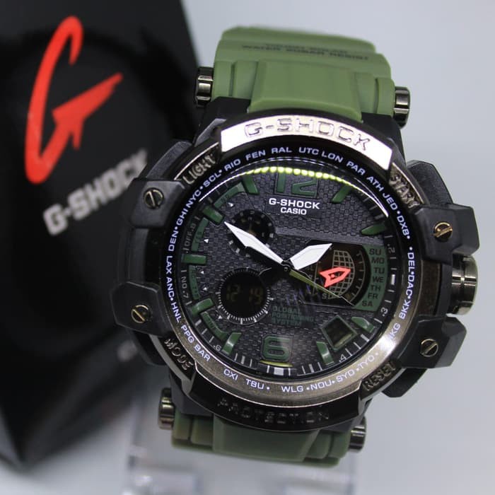 JAM TANGAN PRIA / COWOK G-SHOCK GS GPW 1000 KEPALA BESI GREEN ANTI AIR