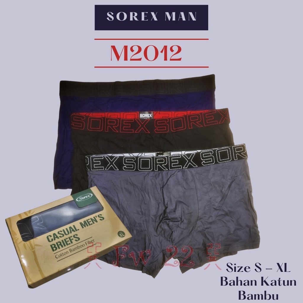 Celana Dalam Boxer Pria Sorex M2012 dengan Bahan Katun Serat Bambu bersalur dengan Kualitas Premium