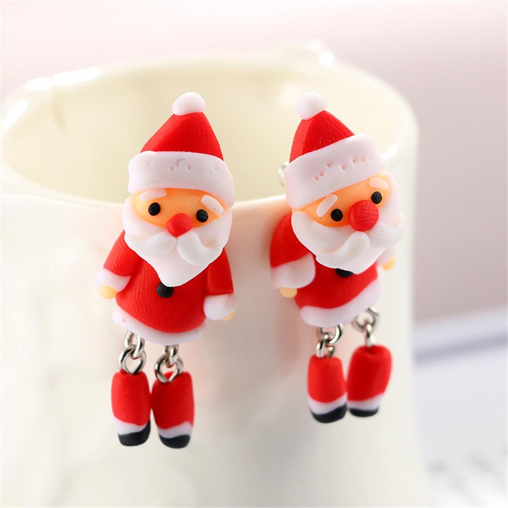 Solighter 1pasang Anting Natal Fashion Perhiasan Hewan Tanah Liat Polimer