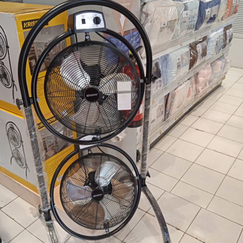 Krisbow Kipas Angin Industirial Double Fan Standing 40 Cm - Hitam
