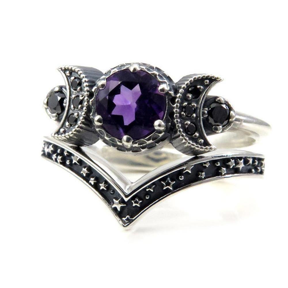 Lily Triple Moon Ring Desain Baru Aksesoris Pesta Gaya Gothic Pertunangan Pernikahan