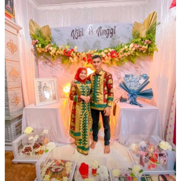 Couple Setelan Batik Motif Songket Palembang (HIJAU)
