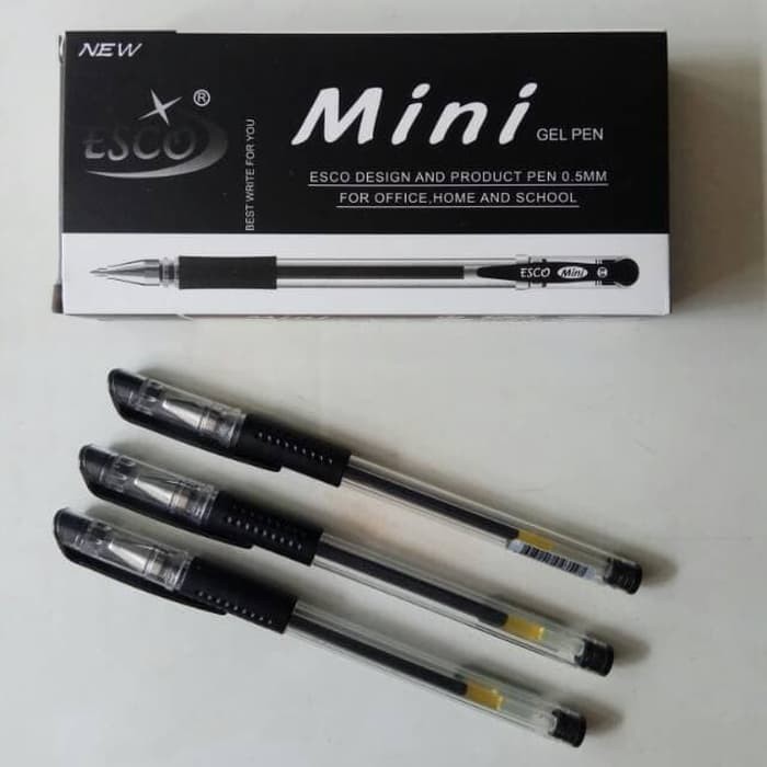 Pulpen / Pena Jel ESCO Ballpoint Pen Gel MinI 0.5 mm ES-M58 Hitam - 1 Lusin