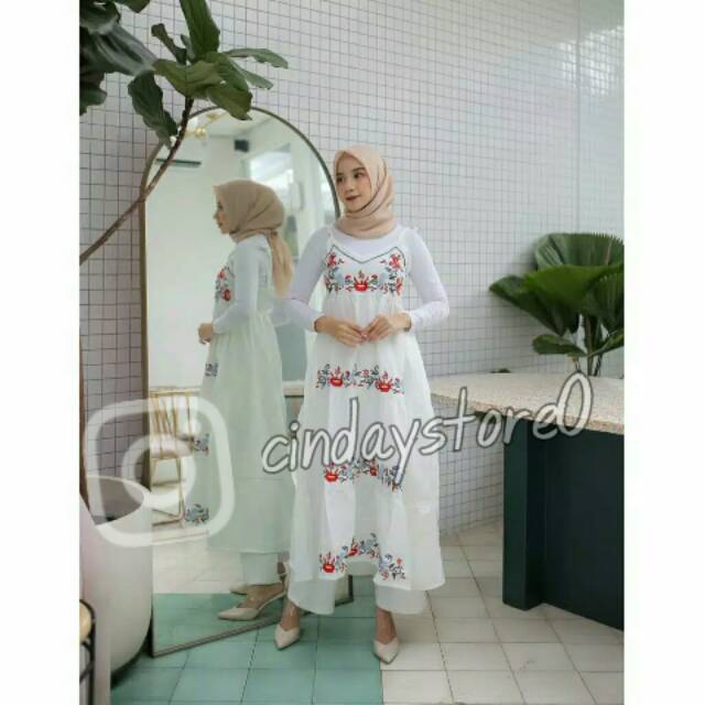 Mikha Dress White (MOTIF BORDIRAN)
