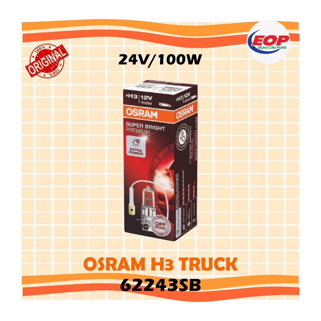 Osram Lampu Mobil Truck H3 Super Bright 62243SB PK22s 24V 100W