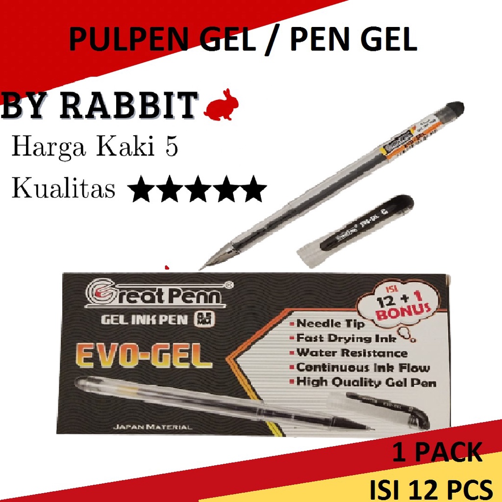 

(SATUAN PCS) Bulpen Gel / Great Penn EVO-GEL 0.5mm 1PC / Pulpen / Pena / Bolpoin