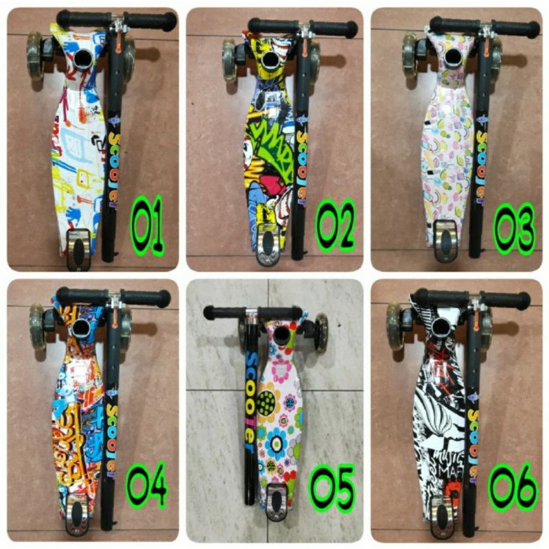 Kickboard Scooter Anak Motif - Skuter Anak Roda 3 / Otoped anak / Mainan