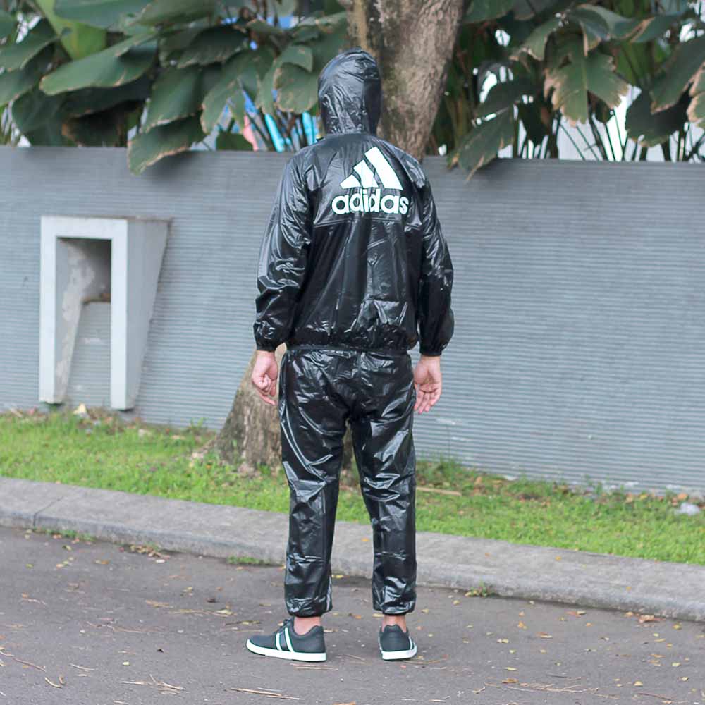 Jas Hujan Setelan Pria Wanita Cowok Cewek Dewasa Anti Tembus Mantel Sauna Tebal Bahan Pvc Karet Sepeda Motor Adidas Gym Jaket Lari 1 Set Stelan