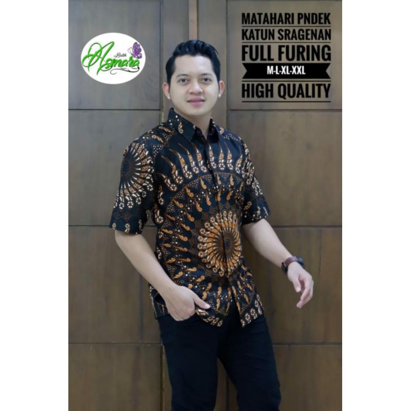 Hem Batik Lengan Pendek Pria Batik Pria Hitam Lengan Pendek MATAHARI PENDEK