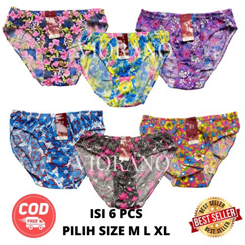 Grosir Celana Dalam Wanita 6pcs Motif Bunga Size M L XL Setengah Lusin Cd Cewek Murah Berkualitas