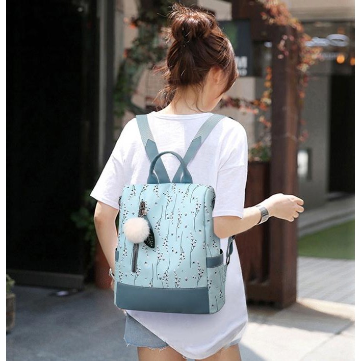 TAS RANSEL IMPORT WANITA ANTI AIR BIRU TA394B2 KARNATA BACKPACK PUNGGUNG KOREA SEKOLAH KERJA PREMIUM