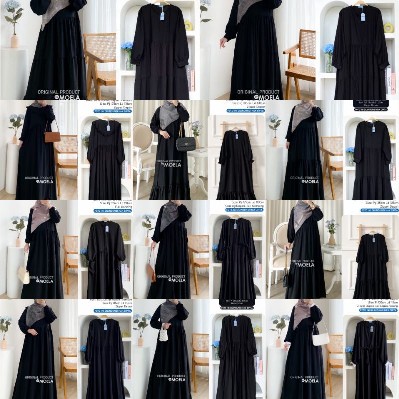 GAMIS HITAM WANITA BLACK SERIES ORI MOELA