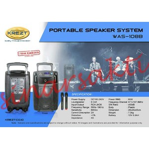 Murah Portable Wireless Meeting Krezt WAS 108B ( 8 inch ) Bluetooth
