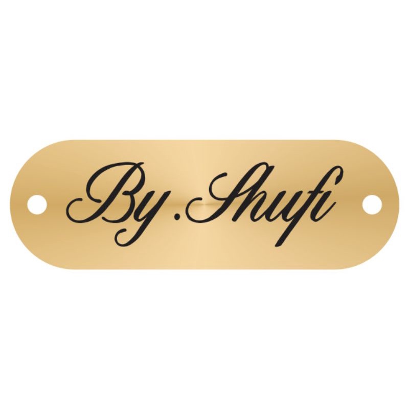 

label akrilik By.Shufi gold ukuran 1x3 cm 50 pcs tulisan hitam