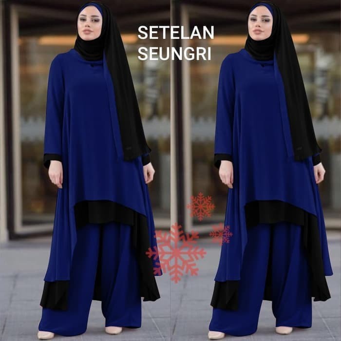 TRENDY Pakaian wanita muslim syari setelan ramadhan lebaran setelan muslim celana kulot panjang set
