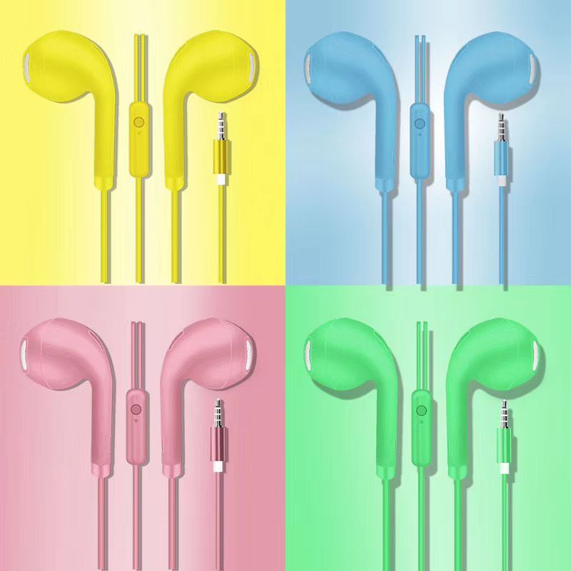 hf/headset/handfree earphone macaron extra bass + music warna warni original