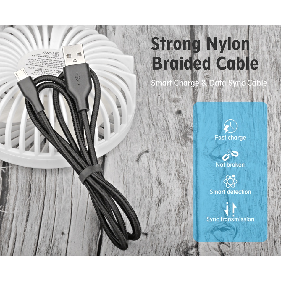 JOYSEUS Kabel Data Cable Data Micro USB JOYSEUS 100 JM Nylon Braided Black