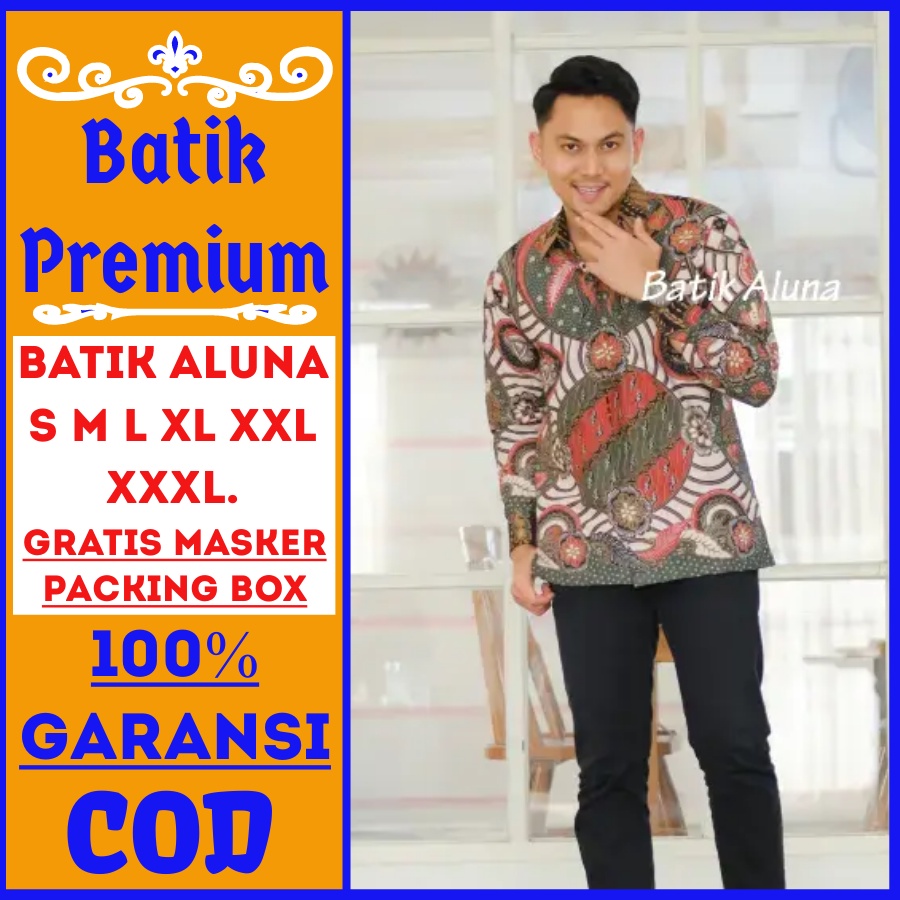 kemeja batik pria modern lengan panjang premium mewah baju aluna rianty tulis alisan agrapana prabus