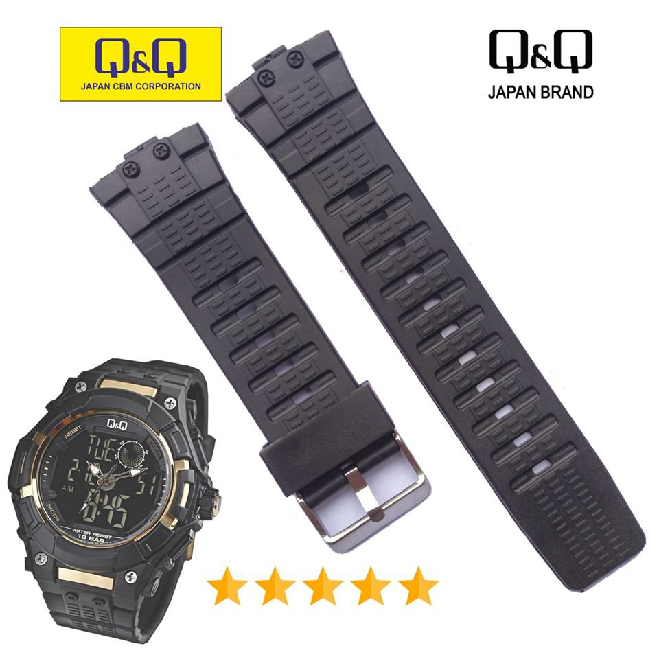 : Strap QQ QnQ Q&amp;Q GW80 m125 GW-80 Tali Jam Tangan Q&amp;Q GW 80 Black
