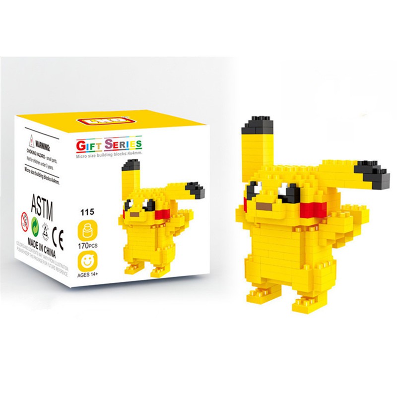 Mainan Puzzle Balok Bangunan Mini Model LEGO Pokemon Pikachu Untuk Edukasi Anak