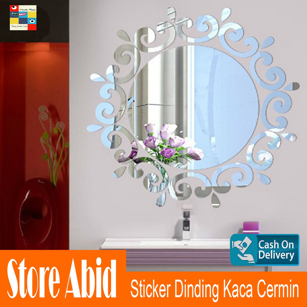 Stiker Dinding Kaca Cermin Mirror Wall Sticker Dinding Wallpaper