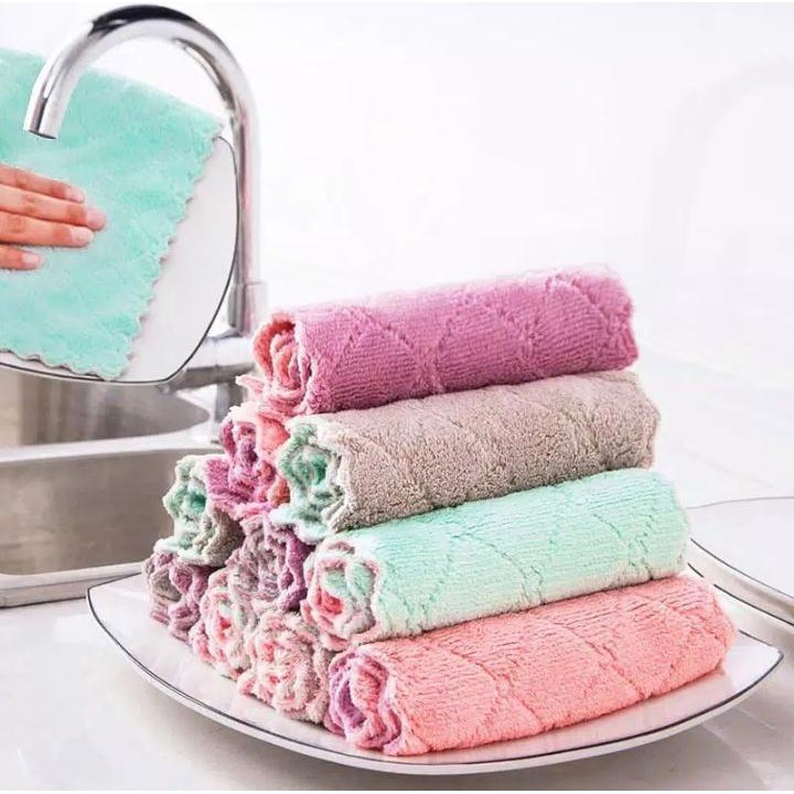 Kain Lap Dapur Microfiber Lap Piring Anti Minyak Serbaguna