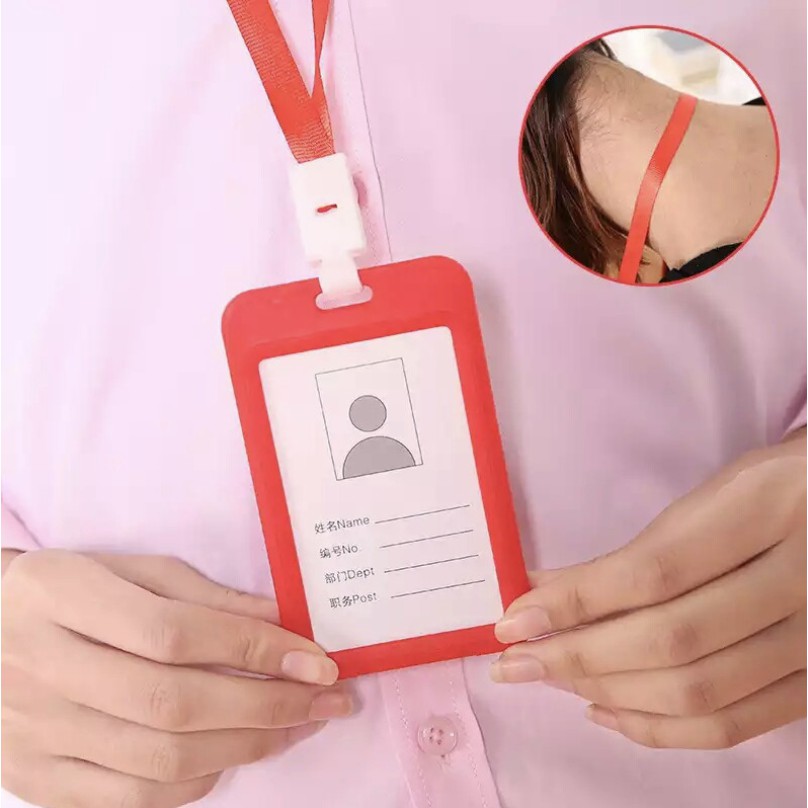 

HS01- ID Card Holder Name Tag ID Card Kantor Tali Gantungan Kartu Nama Tempat Kartu ID Plastik META